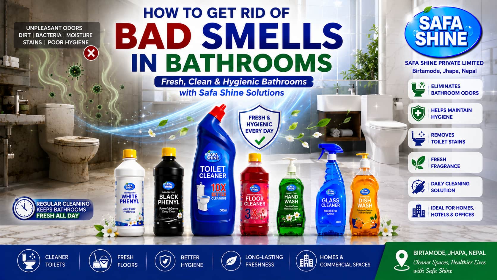 How to Get Rid of Bad Smells in Bathrooms | Safa Shine Birtamode