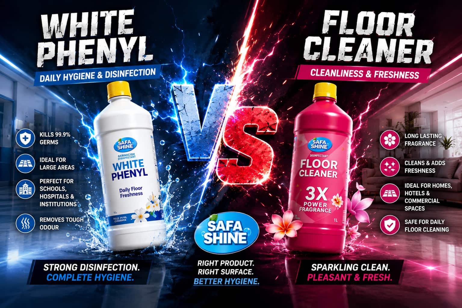 White Phenyl vs Floor Cleaner: Which One Is Best for Your Home or Office?