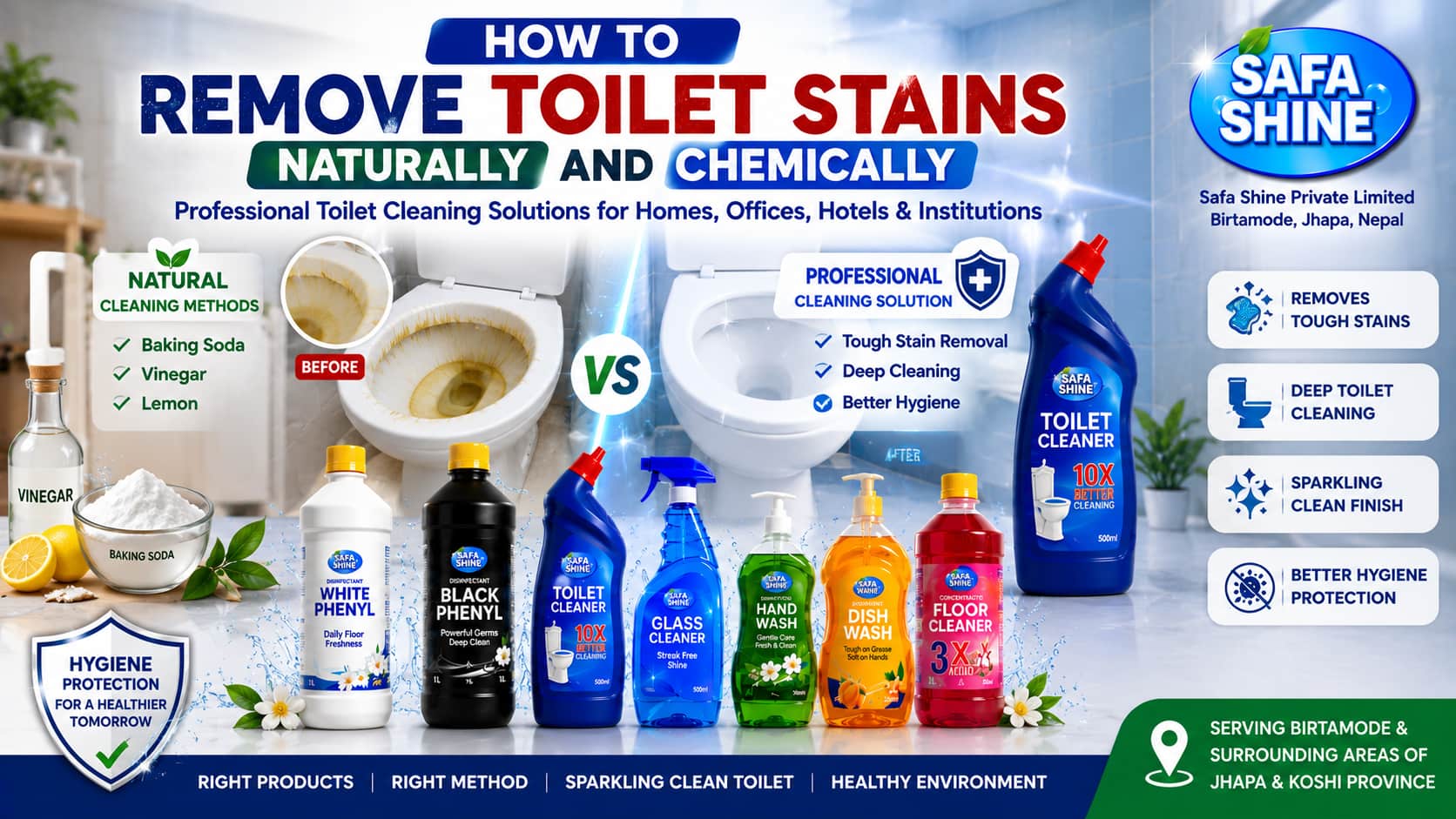 How to Remove Toilet Stains Naturally and Chemically | Safa Shine Birtamode