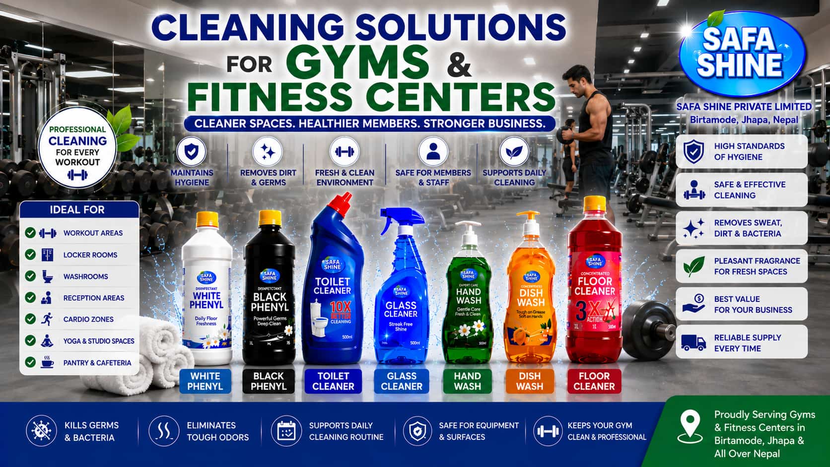 Cleaning Solutions for Gyms and Fitness Centers | Safa Shine Birtamode