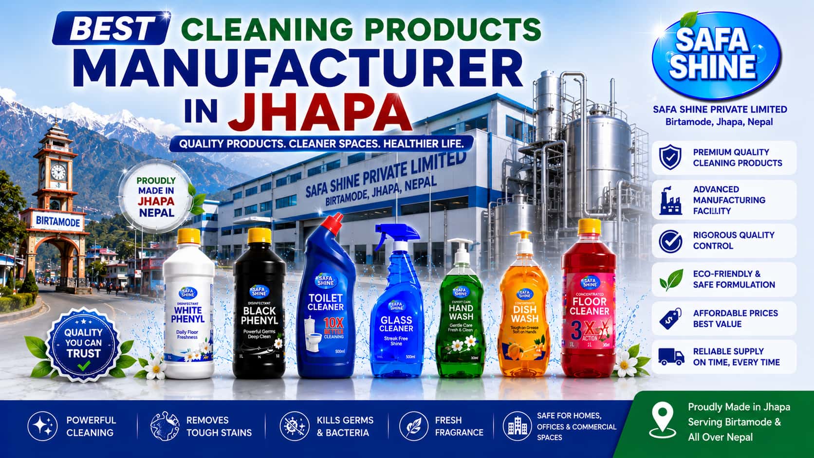  Best Cleaning Products Manufacturer in Jhapa | Safa Shine Birtamode