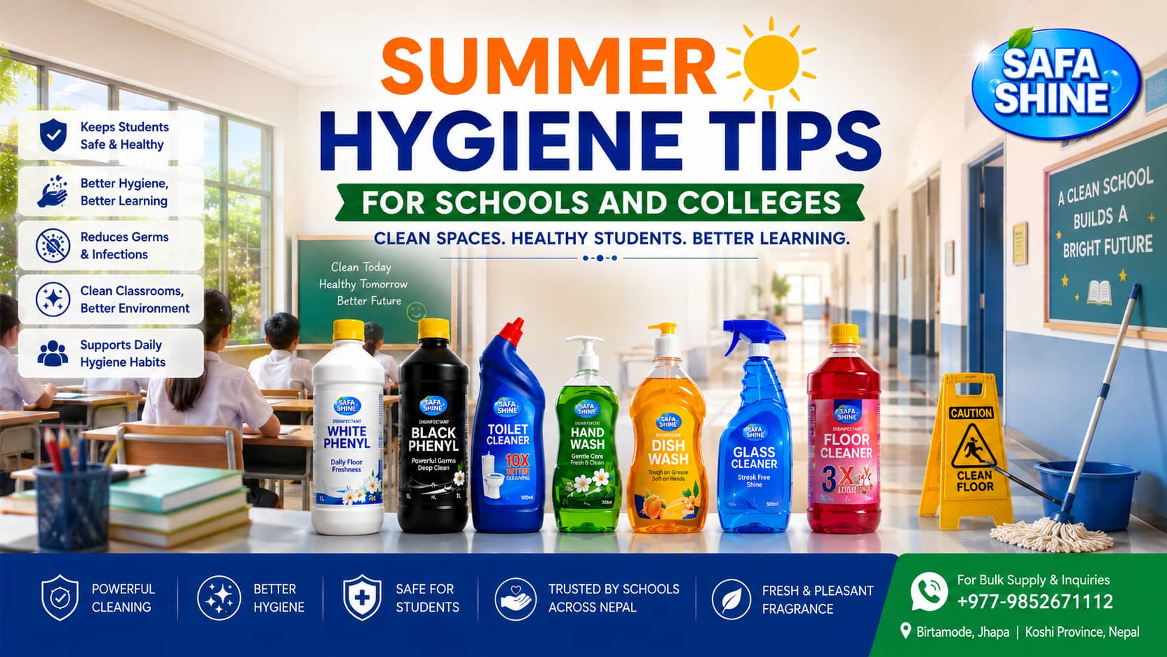 Summer Hygiene Tips for Schools and Colleges | Safa Shine Birtamode