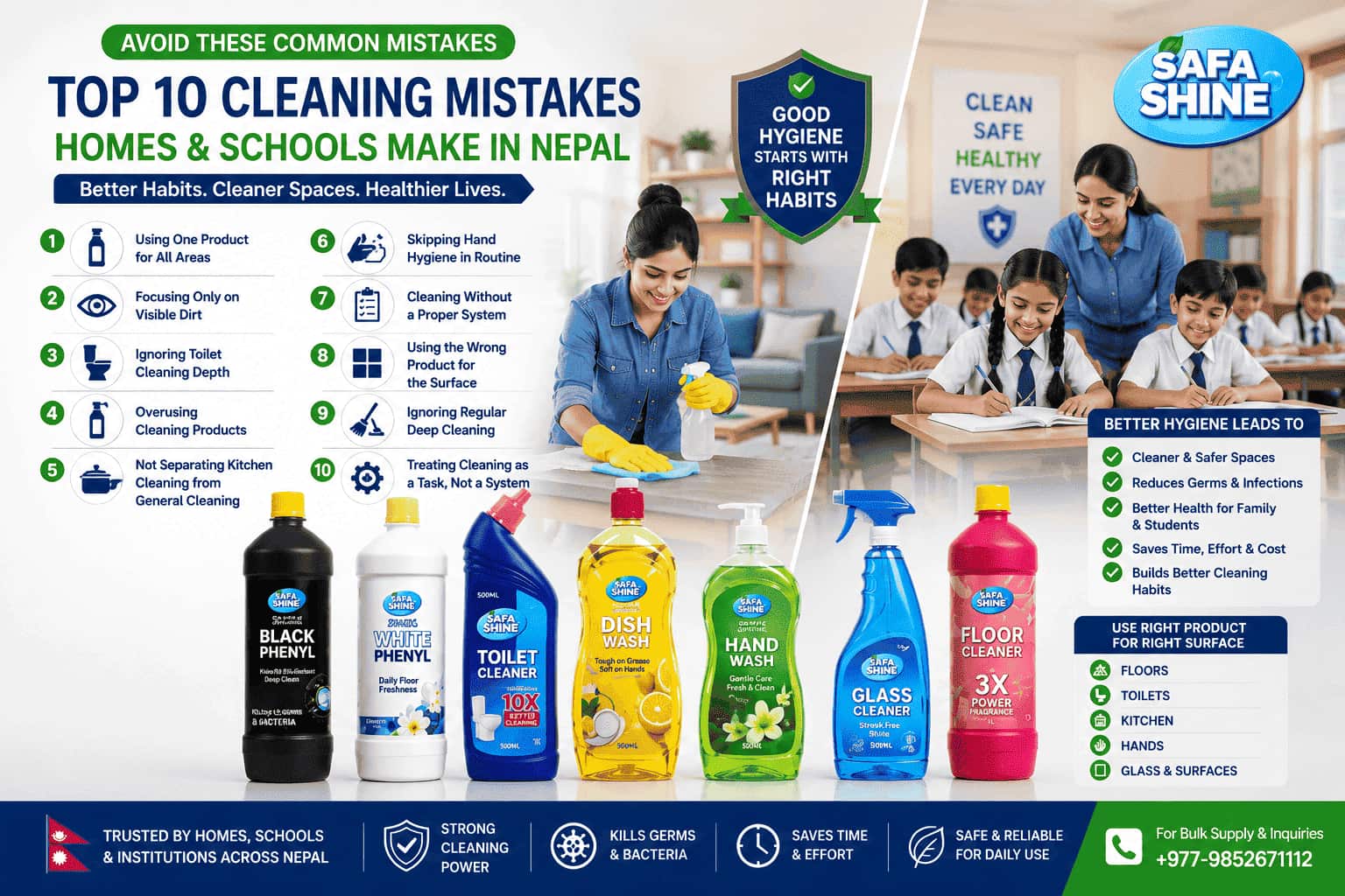 Top 10 Cleaning Mistakes That Make Homes & Schools Less Hygienic in Nepal
