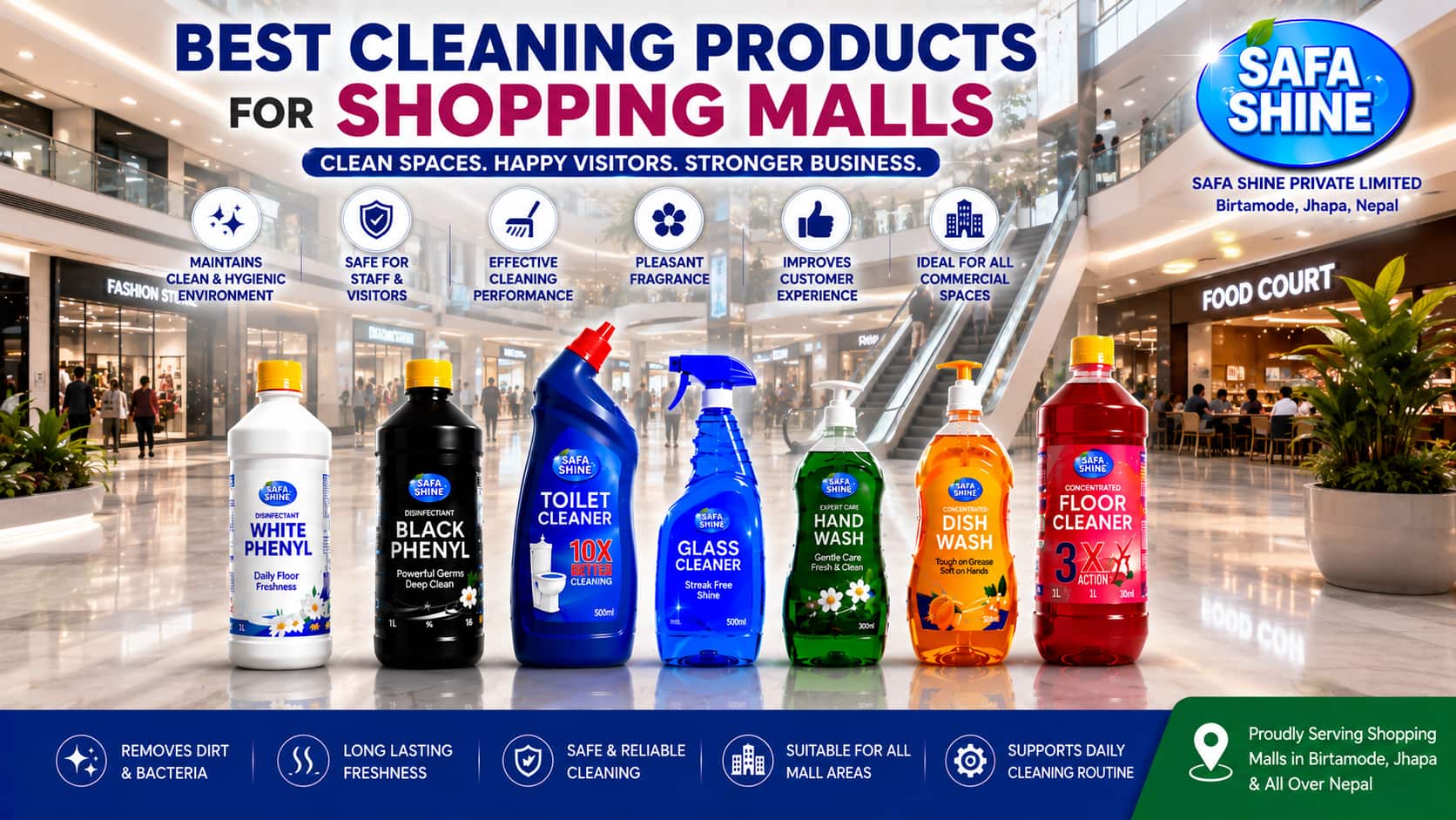 Best Cleaning Products for Shopping Malls | Safa Shine Birtamode